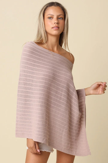 Mocha Asymmetrical Knit Poncho Top