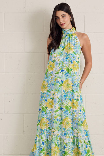 Tropical Floral Halter Neck Maxi
