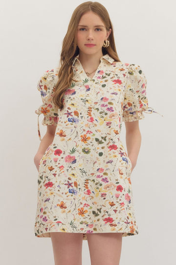 Floral Puff Sleeve Mini Dress