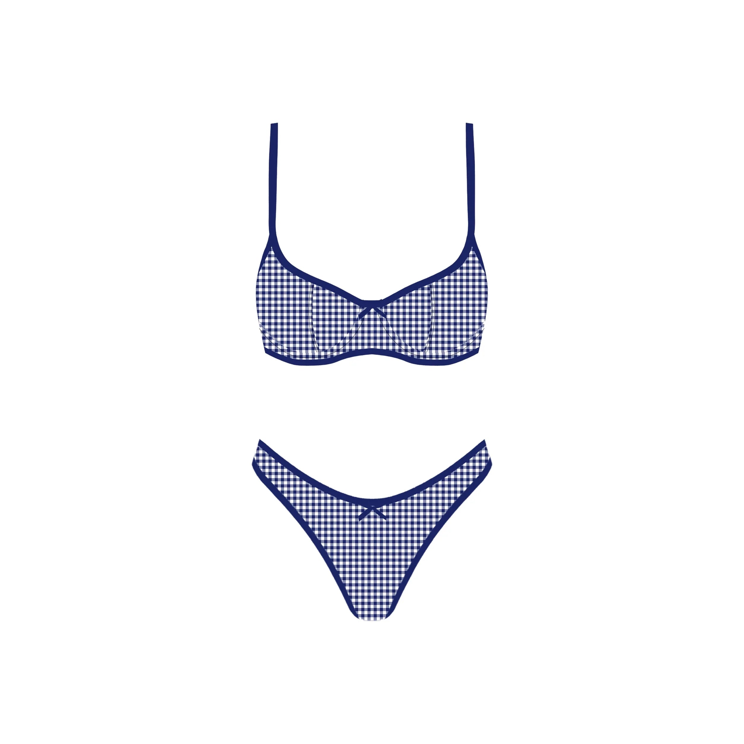 Seaside Picnic Bikini Set - Navy Blue
